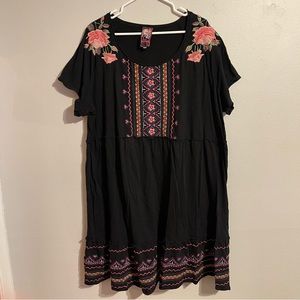 Johnny Was Plus Size Embroidered Knit Dress